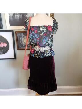 VTG Y2K Sheer Silk Square neckline top Express 11/12